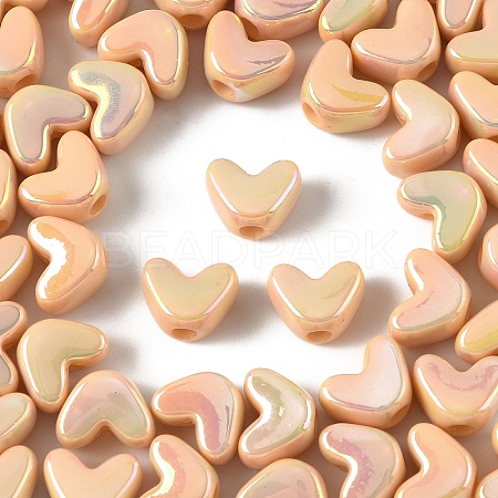 50Pcs UV Plating Opaque Acrylic Beads MACR-YW0004-06D-1