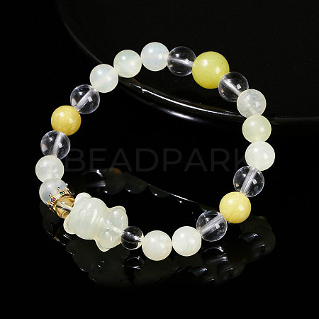 Natural New Jade Round Beads Stretch Bracelets WG466DA-15-1