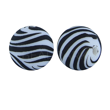 Round with Zebra-Stripe Food Grade Silicone Beads PW-WG66974-17-1