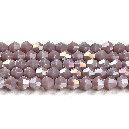 Opaque Solid Color Electroplate Glass Beads Strands EGLA-A039-P4mm-B13-1