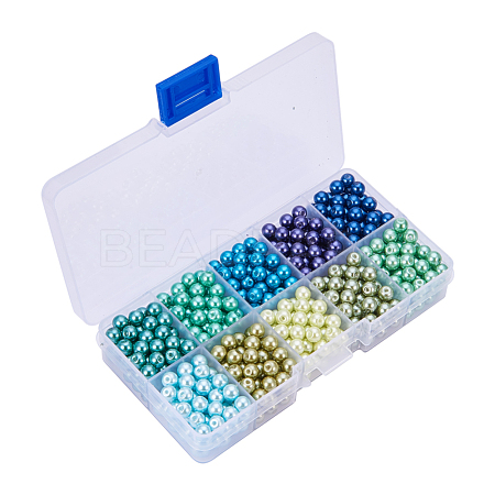 10 Color Eco-Friendly Glass Pearl Beads HY-YW0001-01B-1