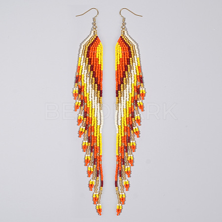 Bohemian Long Tassel Glass Seed Beaded Dangle Earrings for Women LS-IW9172-4-1