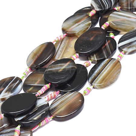 Natural Banded Agate/Striped Agate Beads Strands G-L544-066B-01-1