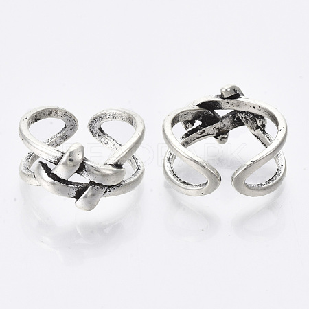 Adjustable Tibetan Style Alloy Cuff Rings TIBE-R318-06-RS-1