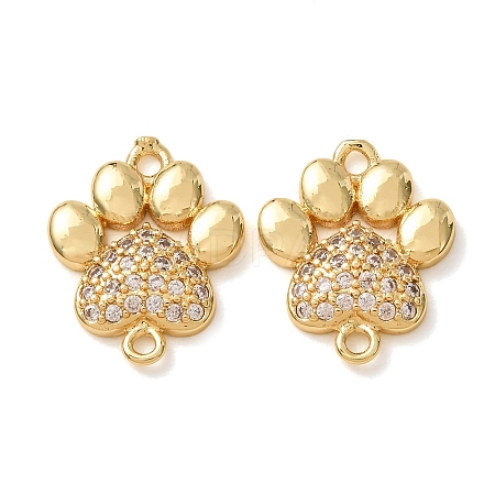 Brass Micro Pave Clear Cubic Zirconia Paw Print Links Connector Charms CU-CBA2907-09G-1