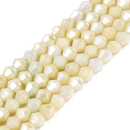 Anti-Tarnish Electroplate Bicone Glass Beads Strands EGLA-T021-4mm-16-14-1