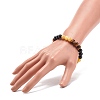 Natural Agate & Tiger Eye & Black Onyx Round Beaded Stretch Bracelet BJEW-JB08400-05-3