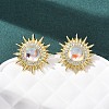 Sun Brass Micro Pave Clear Cubic Zirconia Stud Earrings EJEW-K324-02G-1