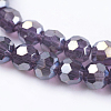 Faceted(32 Facets) Round Electroplate Glass Beads Strands X-EGLA-D021-73-3
