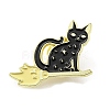 Magic Cat with Broom Enamel Pin JEWB-B006-06B-1
