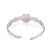 304 Stainless Steel Flat Round Open Cuff Ring for Women RJEW-C025-26P-2