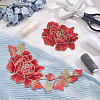 2Pcs 2 Style Peony Polyester Embroidery Sew on Clothing Patches PATC-NB0001-11C-4