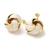 Real 18K Gold Plated Brass Enamel Stud Earrings for Women EJEW-M251-09G-07-2