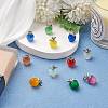 10Pcs Apple Gemstone Charm Pendant Crystal Quartz Healing Natural Stone Pendants Pink Silver Buckle for Jewelry Necklace Earring Making Crafts JX525D-4