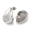 Teardrop with Heart Brass Micro Pave Clear Cubic Zirconia Stud Earrings EJEW-A034-02P-2