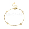 PVD Vacuum Plating 304 Stainless Steel Star Link Anklet with Cable Chains for Women STAS-E001-20G-1