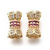 Brass Micro Pave Cubic Zirconia Beads KK-M318-22G-1