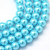 Baking Paint Pearlized Glass Pearl Round Bead Strands X-HY-Q003-12mm-48-1