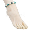 5Pcs 5 Styles Dyed Synthetic Turquoise Starfish & Natural White Moonstone & Lapis Lazuli & Flower Amazonite & Rose Quartz Chip Beaded Anklets with 304 Stainless Steel End Chains AJEW-AN00733-4