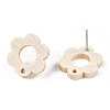 Ash Wood Stud Earring Findings EJEW-N017-011W-3