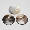 Flat Round Black Lip Shell Big Pendants SSHEL-M010-10-1