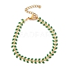 Enamel Ear of Wheat Link Chains Bracelet BJEW-P271-02G-07-1