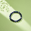 Natural Lapis Lazuli(Dyed) & Lampwork Evil Eye Round Beaded Stretch Bracelet BJEW-JB08713-05-2
