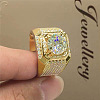 Square Alloy with Crystal Rhinestone Finger Rings FS-WG9BB87-07-1