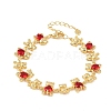 Bear Brass Micro Pave Cubic Zirconia Link Chain Bracelets for Women BJEW-K248-05G-06-4