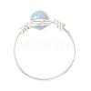 Natural Gemstone Round Braided Bead Finger Rings for Women RJEW-JR00953-02-5