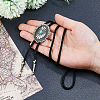 Adjustable Zinc Alloy Pave Synthetic Turquoise Oval Black PU Leather Cord Bolo Tie Lariat Necklaces NJEW-WH0035-04AS-3