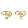 2Pcs 2 Styles Brass Crystal Rhinestone Butterfly Clover Cuff Toe Ring Sets FS-WG20A77-03-5