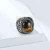 304 Stainless Steel with Natural Tiger Eye Finger Rings for Men FS-WG44E14-15-3