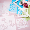 2Sets Square with Floral & Butterfly Pattern PET Drawing Stencil DIY-CW0001-12-15