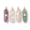 Natural Mixed Gemstone Copper Wire Wrapped Double Terminal Pointed Pendants PALLOY-JF02547-1