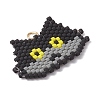 Handmade Glass Seed Beaded Cat Head Shape Pendants PALLOY-MZ00933-01-3