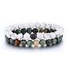 Round Natural Howlite & African Turquoise(Jasper) Beaded Stretch Bracelets BJEW-H584-06-1