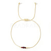 Simple Casual Brass & Natural Garnet Beads Braided Bracelets LM1536-5-1