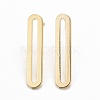 Brass Long Oval Stud Earrings EJEW-C015-03G-1