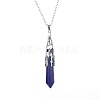 Natural Lapis Lazuli Six-Sided Prism Healing Dowsing Pendulum Pendant Iron Cable Chain Necklaces for Divination HM5691-7-1
