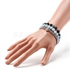 Reiki Crystal Natural Chalcedony Imitation Aquamarine Stretch Bracelets Set for Men Women BJEW-JB06806-01-9