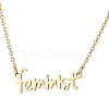 201 Stainless Steel Word Feminist Pendant Necklace GIPO-PW0001-010G-1