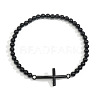 Men's Black Agate Beaded Cross Link Bracelet MS7461-5-1