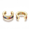 Brass Micro Pave Cubic Zirconia(Random Mixed Color) Cuff Earrings EJEW-S201-57-2