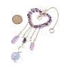 Natural Amethyst Chip Beads with Brass Findings Pendant Decorations HJEW-JM01814-02-3