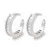 Rectangle Brass Cubic Zirconia Cuff Earrings for Women EJEW-E310-09P-1