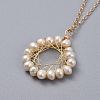 Natural Freshwater Pearl Pendant Necklaces NJEW-JN02471-3