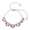 Flower Glass Seed Beads & Natural Agate Beaded Bracelets BJEW-MZ00222-02-3