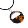(Jewelry Parties Factory Sale)Flat Round Cellulose Acetate(Resin) Pendant Necklaces NJEW-JN02356-06-3