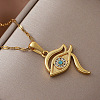 Vintage 304 Stainless Steel Glass Eye of Ra Pendant Necklaces for Women EQ3909-3